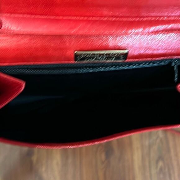 Vintage Charles Jourdan Paris red Leather crossbody long strap handbag 80s - Picture 4 of 6